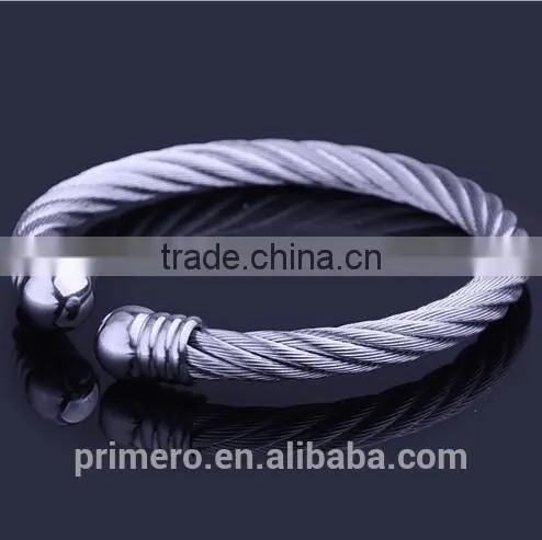 NEW Design Silver With 18K Gold Cable Cuff Bangles Classics Bracelet photo-2