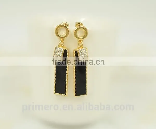 Rolled 18K Gold Plated Enamel Geometric Metal Women Fashion Long Earring photo-4