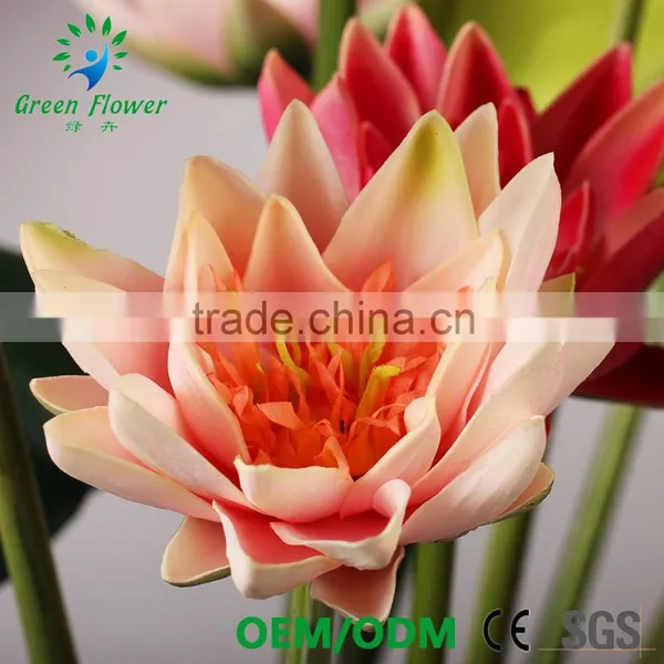 Greenflower 2016 Wholesale NaturalTouch Latex PU China Waterlily Artificial Flowers Latus for Wedding Decoration photo-3