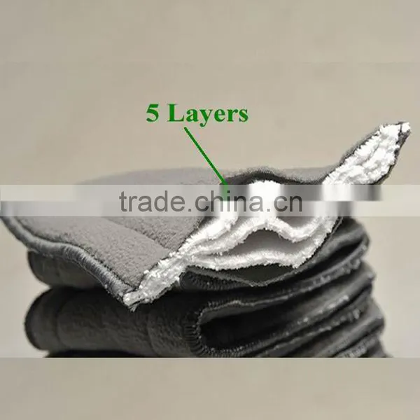 Naturally Cloth Diaper Inserts 5 Layer Charcoal Bamboo Reusable Liners for Cloth Diapers photo-2
