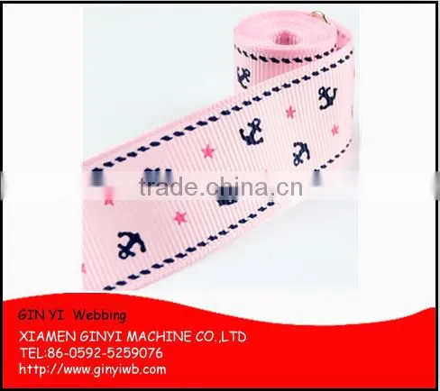Nautical Anchor Printed Navy Blue Grosgrain Ribbon for Hair Bow, Packing, Decoration photo-3