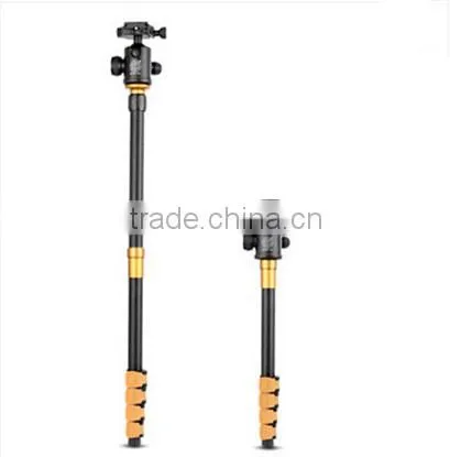 QZSD-Q570A 62'' Professional Golden Aluminum13'' Folded Video DSLR Digital Camcorder Camera Tripod Monopod