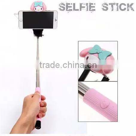 2015 Selling Best Lovely Cartoon Bluetooth Wired Selfie Stick photo-5