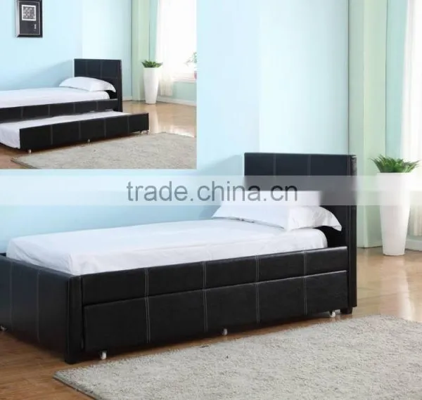 2016 Hot Selling PU Leather Queen Size Bed in Black Color With Drawer