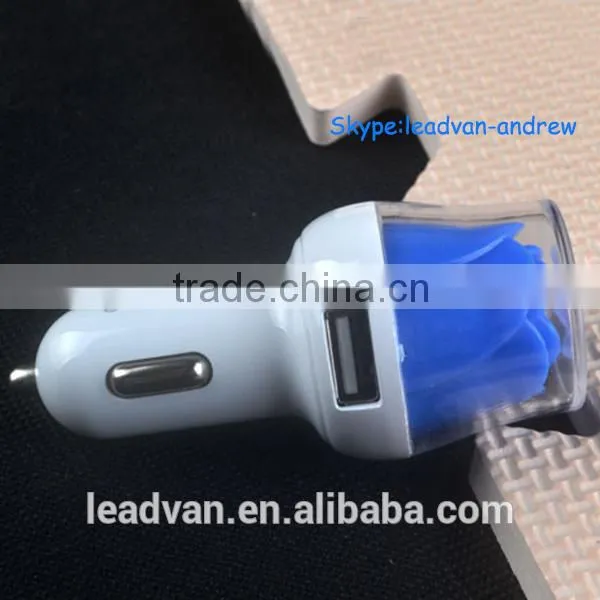 2015 New Product Rose Dual USB Car Charger,LED Rose Mobile Phone Car Charger photo-6