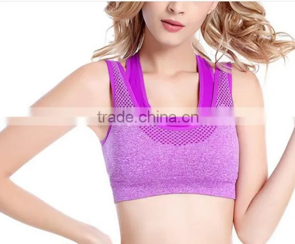 Women Padded Top Athletic Vest Gym Fitness Stretch Cotton Seamless Sports Bra photo-3