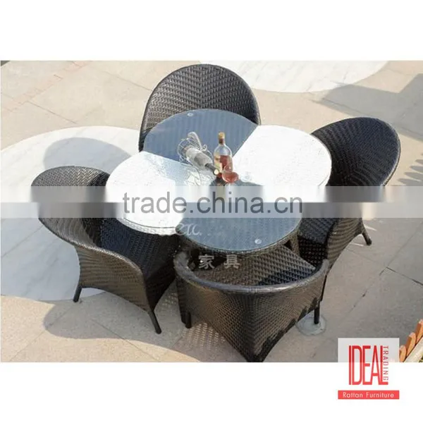 Intricately Handwoven Retro Patio French Dining Table and Elegant Armchair Bamboo Wicker Ratten Furniture photo-3