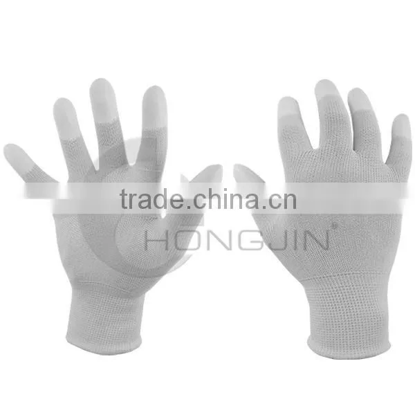 PU Coated Fingertips Antistatic Nylon Work Glove