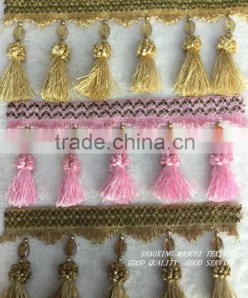 New Design Wholesale Curtain Fringe With Crystal for Home Textile Accessory