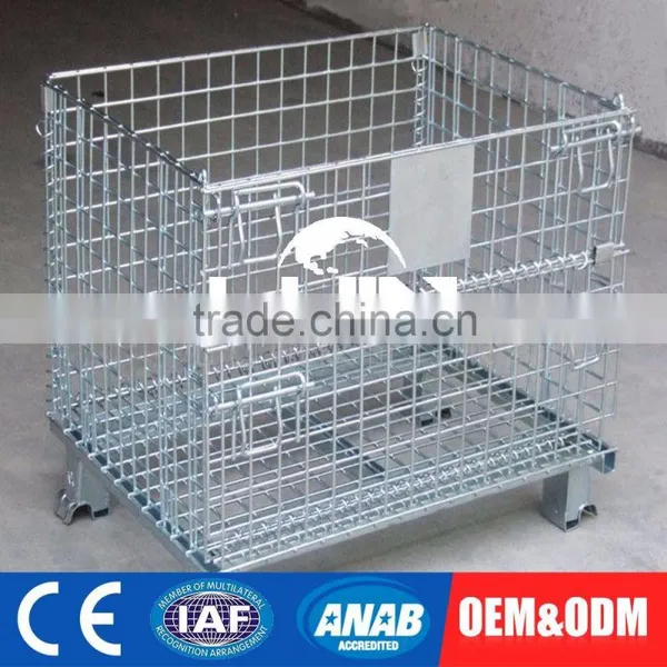 Custom Made Fold Container Storage Warehouse Galvanized Wire Cage With Wheels photo-5