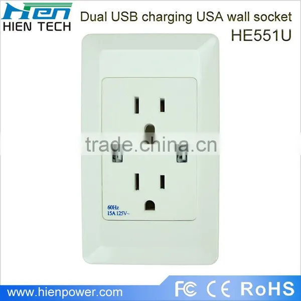 15A Portable Battery Powered Outlet USA Plug Type With 2 USB Ports 2 Gang Socket photo-2