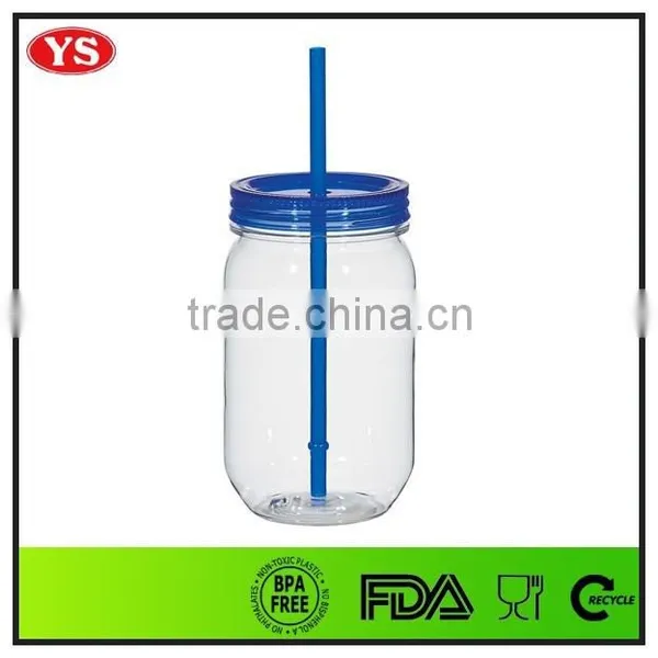 20oz Bpa Free AS Plastic Mason Jar Drinking Mugs With Straw photo-4