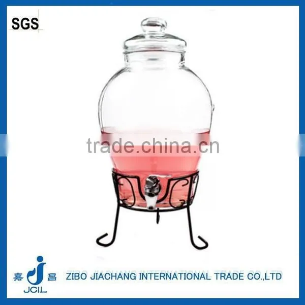 Glass Drink Dispenser With Tap and Iron Stand photo-4