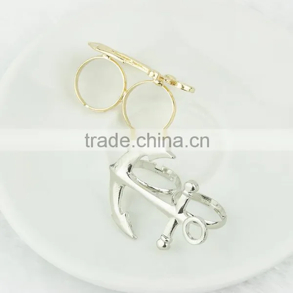 Fashion Jewelry Boat Anchor Dual Silver Ring photo-6