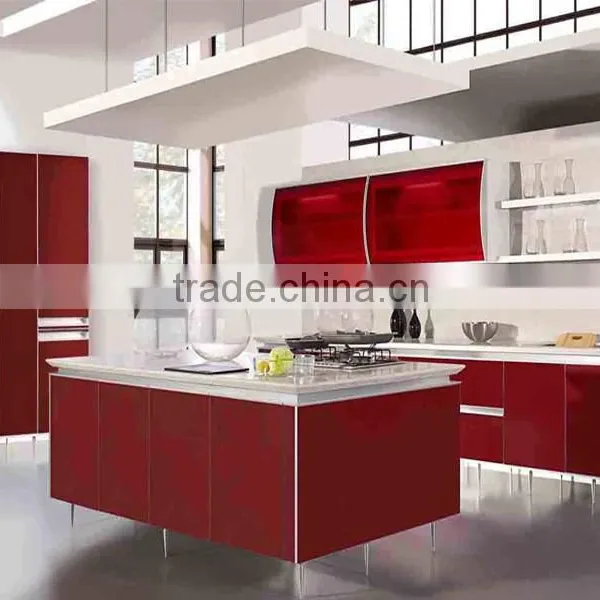 Iran Kitchen Cabinet, Red Color High Gloss Kitchen Cabinet photo-2