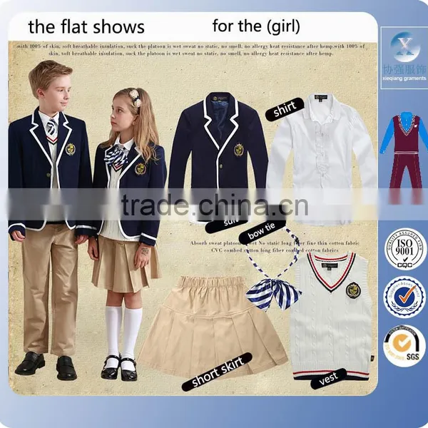 2016 White Binding Blazer Nude Trouser Skirt Check Fabric School Uniform photo-2