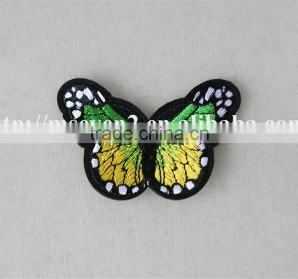 Nice Design Green Butterfly Embroidery Self Adhesive Leather Patches for Clothing photo-2