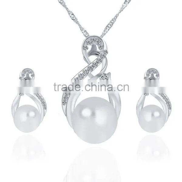 Small Order China Wholesale Necklace With Pearl Earring Gold 3pcs Jewelry Set Korean photo-2