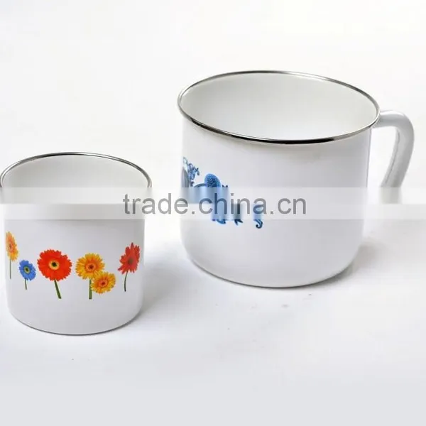 2016 New Flower Printing Carbon Steel Custom Made Enamel Camping Mug photo-5