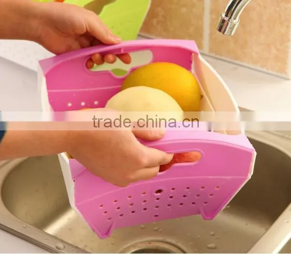 Kitchen Plastic Folding Plastic Fruit Vegetable Basket Dropping Water Basket Vegetables Drop photo-2