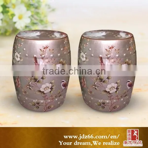 Silver Color Chinese Cermaic Barrel Stool photo-5