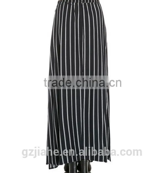 New Maxis Splits Skirts Women Plus Size Maxi Skirt Fashion High Street Black Striped Women Long Skirt photo-2