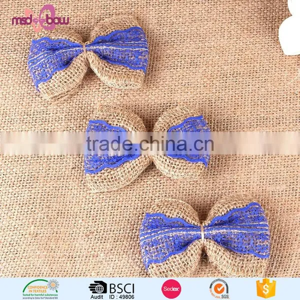Latest Designs Burlap Jute Bow Girls Hair Accessories Clips photo-3