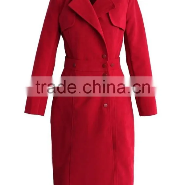 Multi-way Wear Coat and Skirt Set in Red,women Removable Dress Coat,women Knee Length Fitted Long Coat photo-2