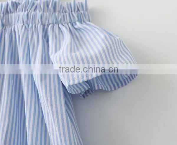 2017 New Fashion Girls Striped off Shoulder Shirt Design With Striola photo-4