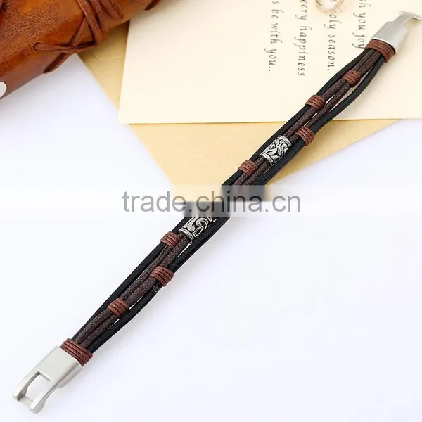 Handmade Accessories Cow Leather Unisex Fashion Braid Bracelet photo-4