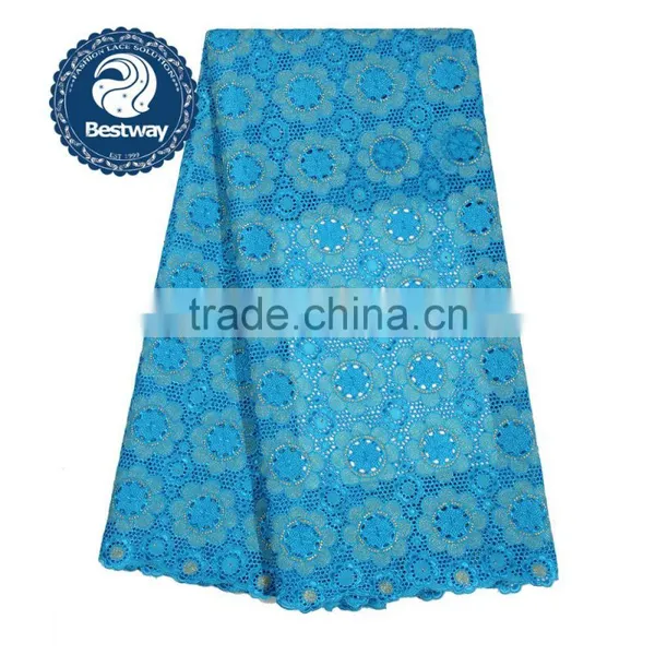 African Lace Fabrics Swiss Voile Lace With Stones Swiss Cotton Lace SL0426 photo-5