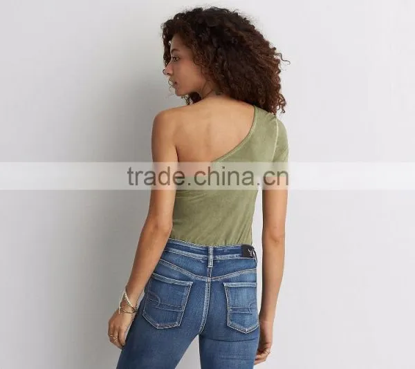 MGOO Sexy One Shoulder T-Shirt Summer Cotton Tank Tops Popular Wholesale Women Fashion Tops photo-3