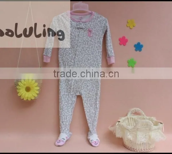 Wholesale 100% Soft Cotton Baby Girls One Piece Footed Pajamas TinaLuLing photo-3
