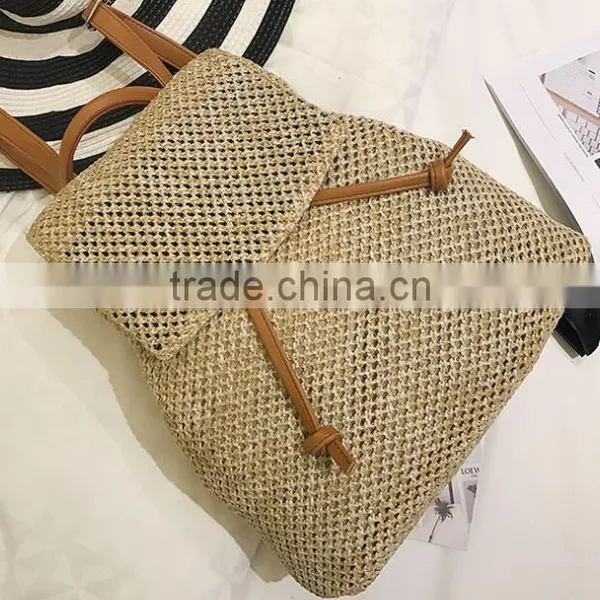 Zm35751a Wholesale Straw Beach Bags Summer Travelling Backpack photo-4