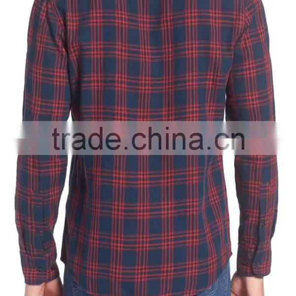 Classic Contrasting Plaid Stand Collar Men's Party T-shirt photo-2