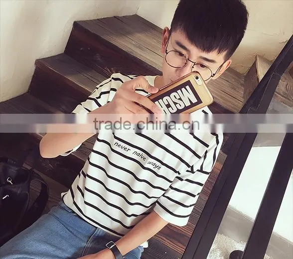 2016 New Fashion All Match Loose Half Sleeve Striped T-shirts photo-4