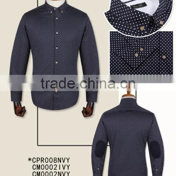 100% Cotton Dot Printing Button Downs Dress Men Shirts photo-2