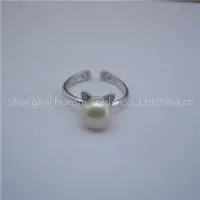 Cute Cat Freshwater Pearl Party Rings Accessory SSR026