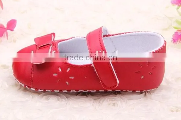 PU Leather Princess Bow Girls Kids Newborn Baby Flat First Walkers Shoes photo-3