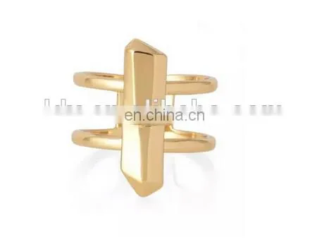 Personalized Gold Brass Bar Rings With Crystal photo-2