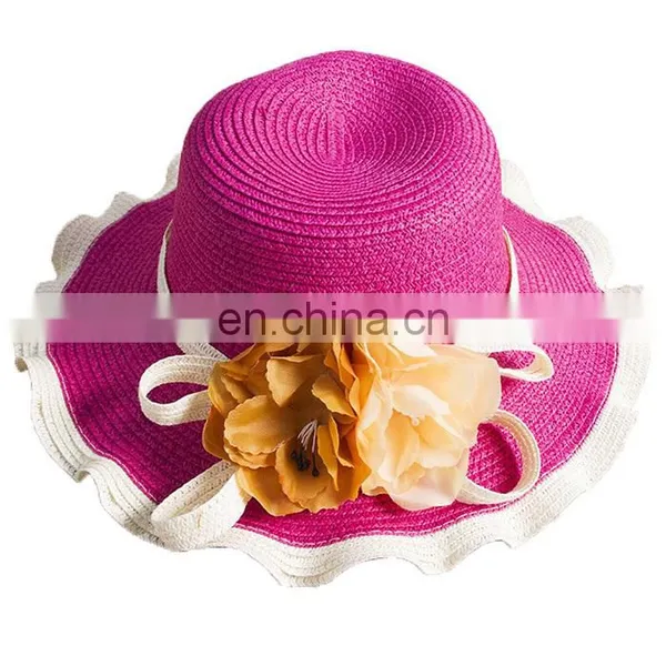 2015 New Fashion Casual Summer Wide Large Brim Cap Sweet Women Beach Straw Hat photo-5