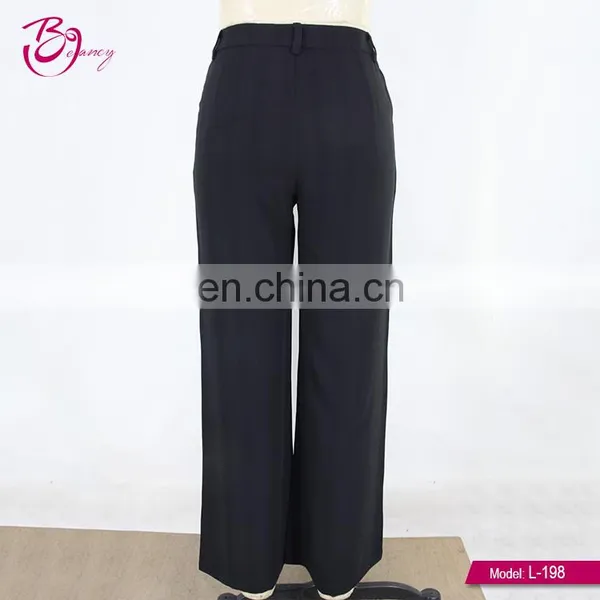 2017 Latest Design Black Color Wide Leg Loose Pants Women photo-4