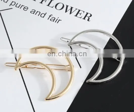 Fashionable metal hair clips with moon shape barrettes for ladies