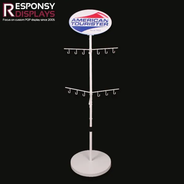 Modern 360 Degree 2 Tiers Retail Floor Metal Spinning Lady Bags Display Rack photo-2
