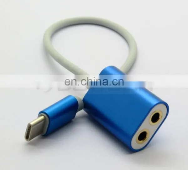 Metal Type C USB C Male to Dual 2 3.5mm Female Splitter Audio Cable photo-2