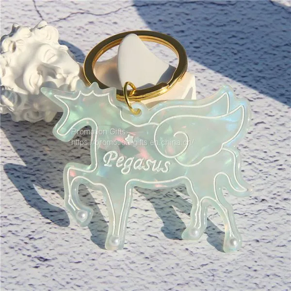 NO MOQ pegasus design bts kpop mirror acrylic keychain charm with your design