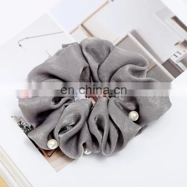 Women Pearl Elastic Rubber Bands Headwear Headband Girls Scrunchies Solid Silk Hair Tie Rope Ring Hair Accessories Free Shipping photo-4