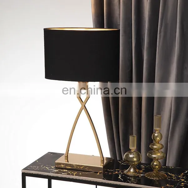 Accept OEM Custom Bedside Art Decoration Black Lampshade Warm Metal Modern Desk Lamp photo-4