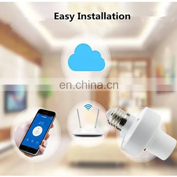Wifi Light Bulb Socket E26, Smart Led Bulb Adapter Wireless Lamp Holder Works With Alexa and Google photo-5