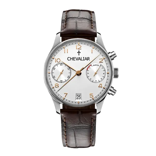 Stainless Steel Chronograph Watches Man Genuine Leather Multi-Function Quartz Watch photo-2